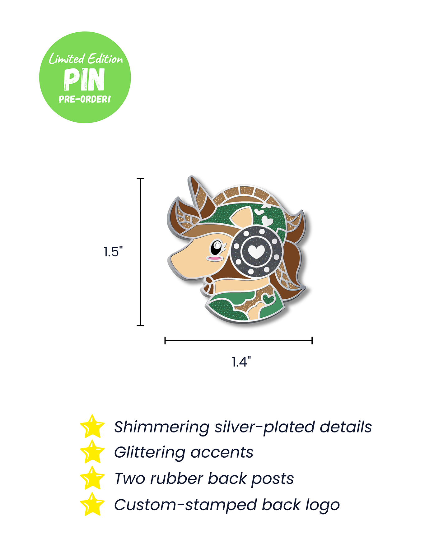 Forest Rebel Unicorn Enamel Lapel Pin *Pre-Order*