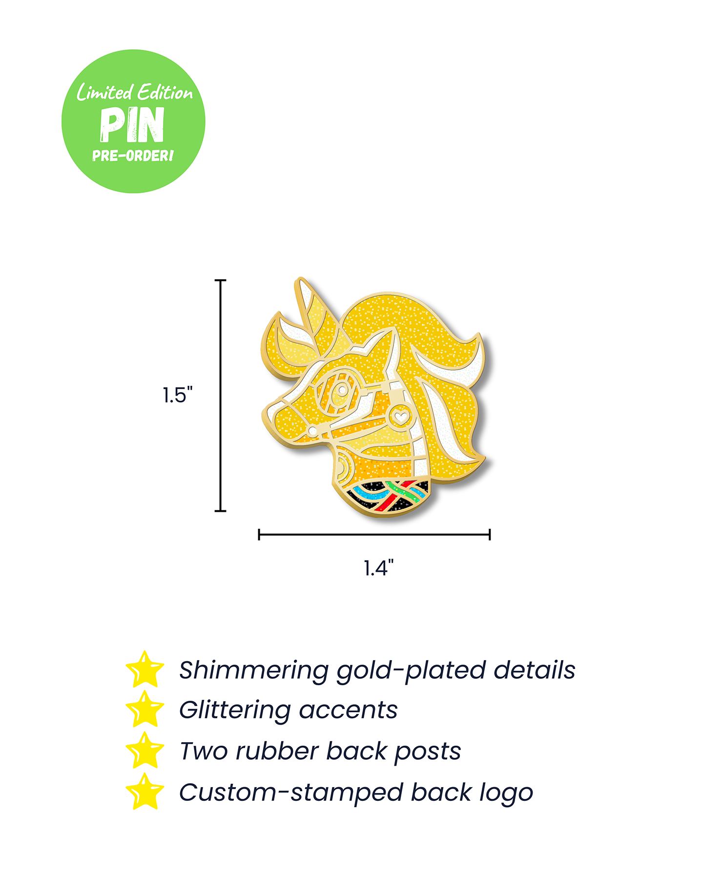 Galactic Gold Unicorn Enamel Lapel Pin *Pre-Order*