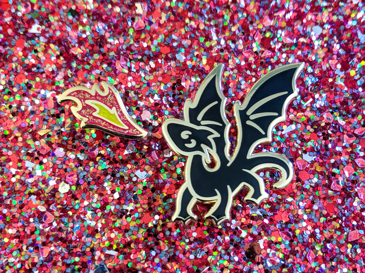 Black Dragon with Flame Lapel Pin