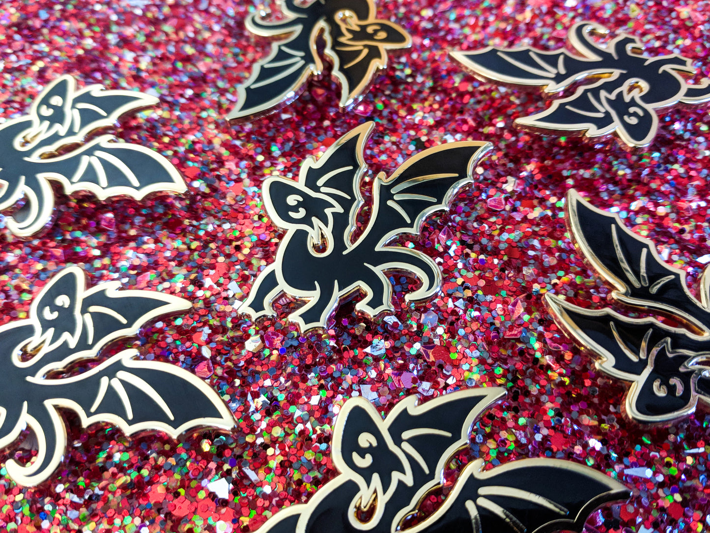 Black Dragon with Flame Lapel Pin